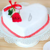 Lateral View of Heart Shaped Vanilla Strawberry Cake