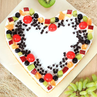 Top View of Heart Shaped Fruit Cake