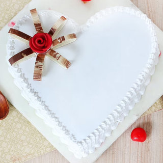 Top View of Floral Fun - A Heart Shaped Vanilla Cake