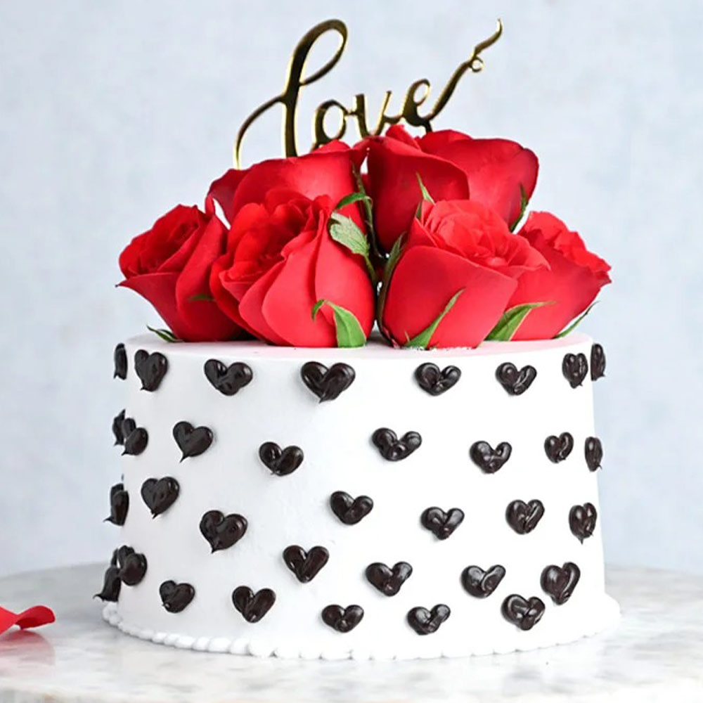 Choco Vanilla Rosé Cake For Valentines Day