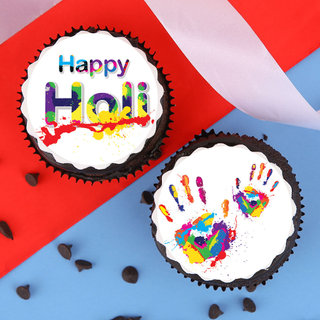 Top View of Holi Chocolate Special Poster Cupcakes