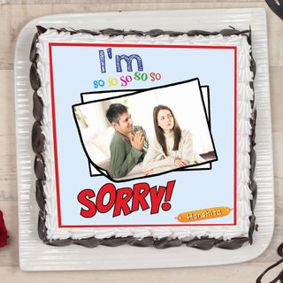 Top View of I Am Sorry Photo Cake 