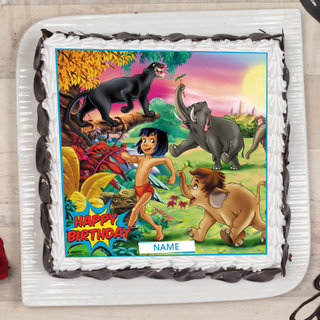 Top View of Jungle Book Birthday Photo Cake