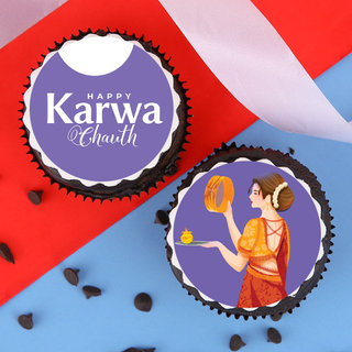 Top View of Karwa Chauth Chocolate Cupcakes
