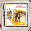 Top View of Love Birds photo cake for marriage anniversary
