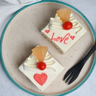 Top View of Love Blooms With Pineapple Pastry