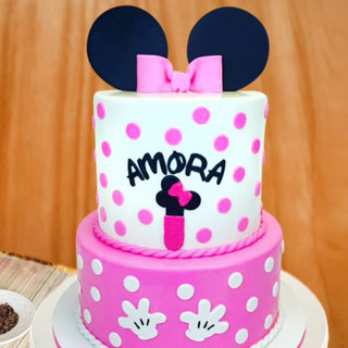 Two Tier Minnie Mouse Cake For Girls