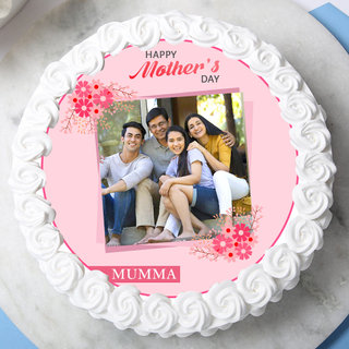 Top View of Mothers Day Photo Cake for Mom