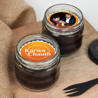 Personalised Karwa Chauth Red Velvet Jar Cakes