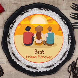Top View of Friendship Day Photo Cake For Best Friends