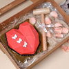 Top View Pinata Red Velvet Love Cake In Box