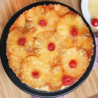 Top View of Pineapple Upside Down Fruit Cake
