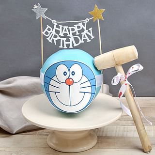 Doraemon Pinata Cake with Hammer in Pineapple Flavour