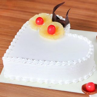 Side View of Heart Shaped Pineapple Cake