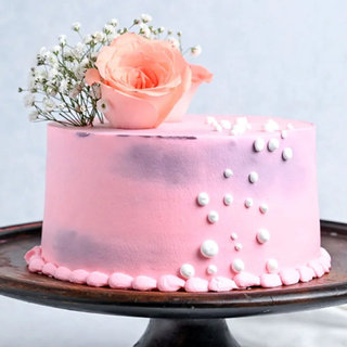 Top View Floral Strawberry Cake