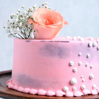 Side View Floral Strawberry Cake