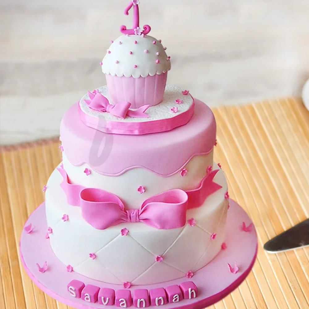 Buy Three-tier Pink Princess Theme Fondant Cake-Pink Stunner