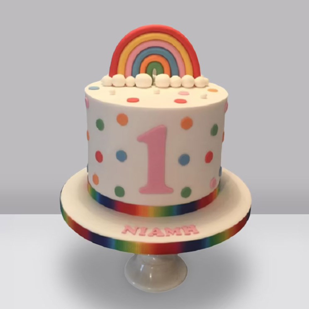 Buy Rainbow Polkadot Birthday Fondant Cake-Delicious Rainbow Cake