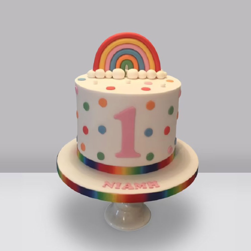 Buy Rainbow Polkadot Birthday Fondant Cake-Delicious Rainbow Cake