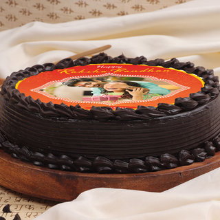 Side View of Personalised Raksha Bandhan Cake & Rakhi