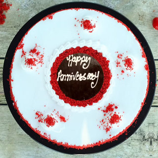 Top View of Red Velvet Anniversary Cake