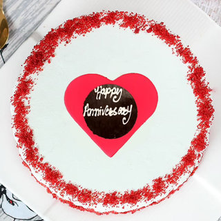 Top View of Red Velvet Cake For Anniversary