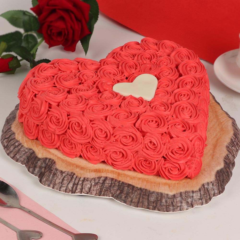 Buy Red Velvet Heart Cake-Rose Red Velvet Heart Cake