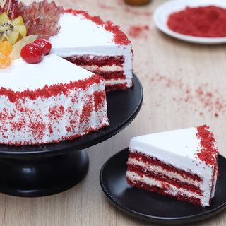 Sliced View of Vegan Red Velvet Cake