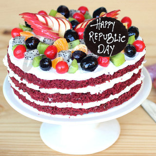 Republic Day Red Velvet Fruit Cake