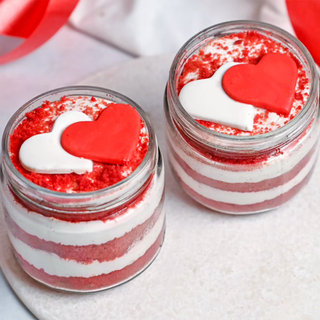Romantic Red Velvet Jar Of Hearts