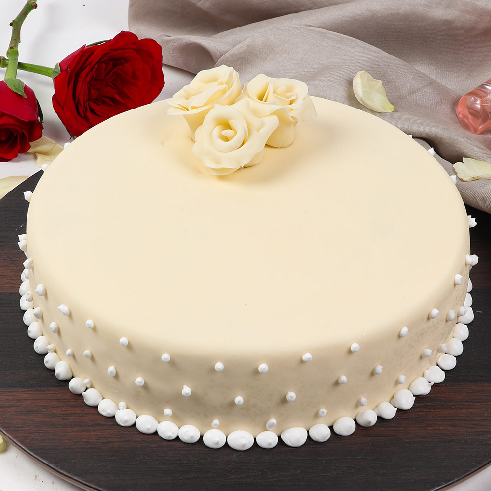 Buy Beautiful White Cream Rose Cake-Rose Anniversary Cake