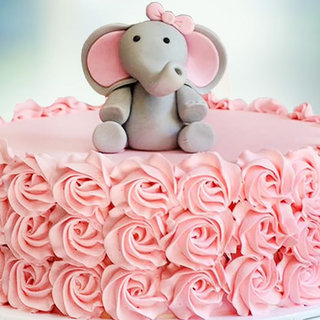 Close view of Rose Elephant Fondant Cake 