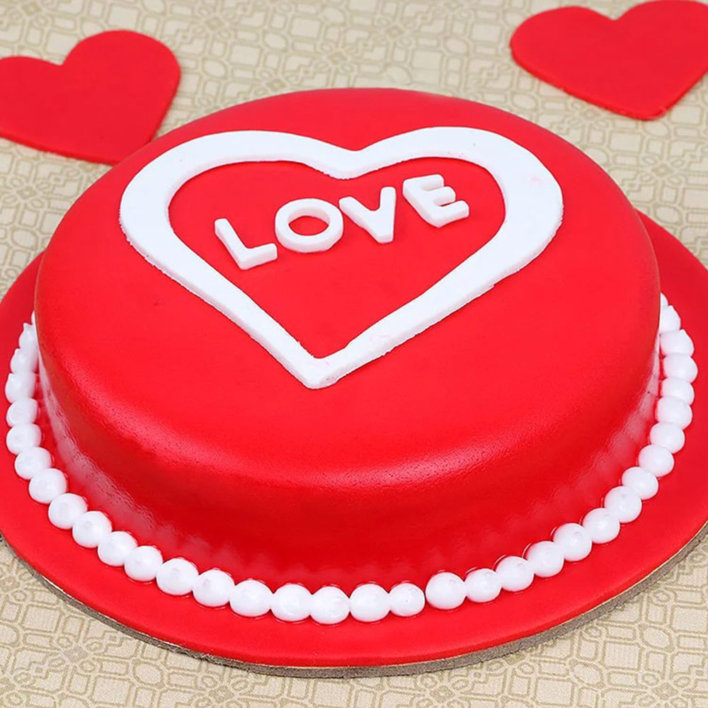 Buy Round n Heart Fondant Cake For Love-Love Infused Delight