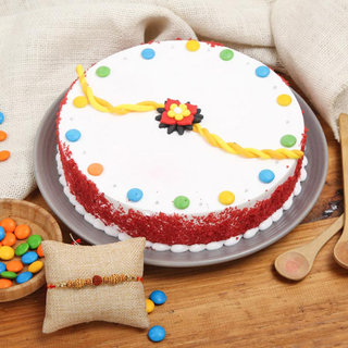 Round N Colourful Rakhi Red Velvet Cake