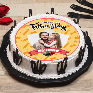 Round Photo Cake For  Father's Day