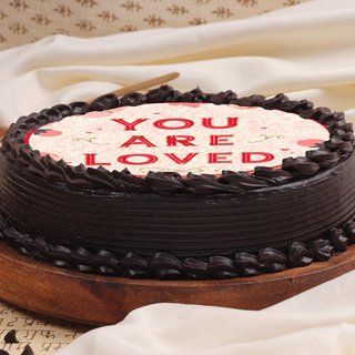 Side View of Round Poster Cake For Love