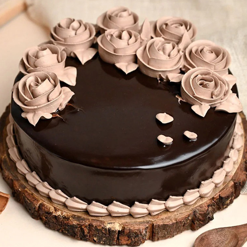 Buy Round Rosey Brown Chocolate Cake-Brown Rose Chocolate Cake