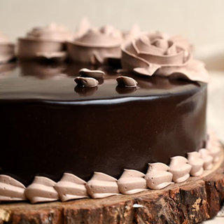 Side View of Brown Rose Chocolate Cake Delivery Online