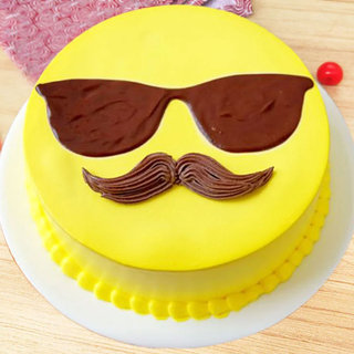Round Shape Moustache Cake for Father