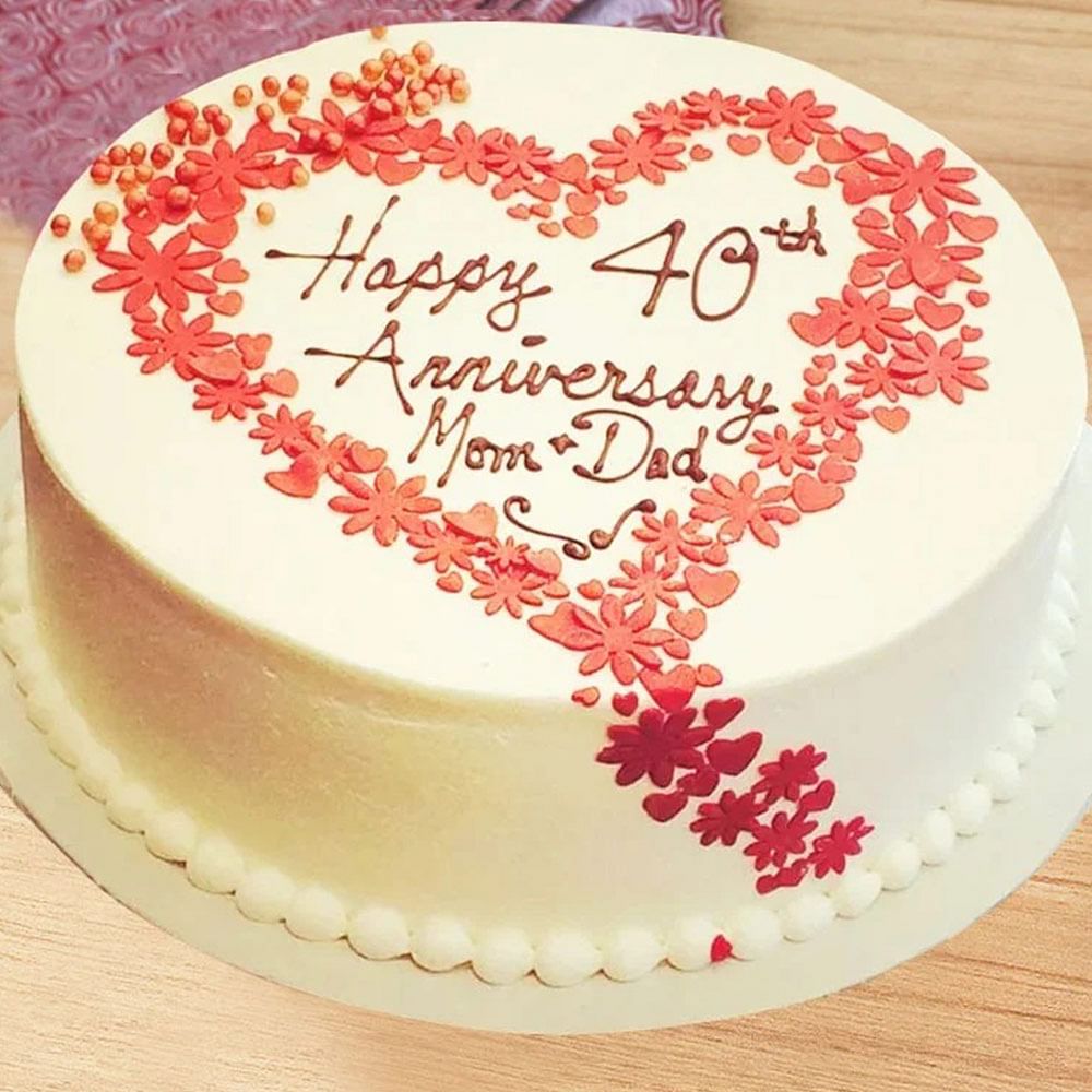 Buy Forever and Always Cream Cake-Floral Anniversary Delicacy