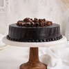 Front View of Chocolate Cake with Swirling Design