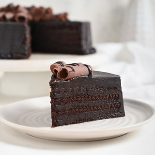 Sliced View of Chocolate Cake with Swirling Design