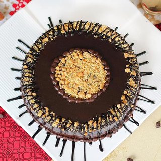Top View of Nuttycious Treat - Choco crunchy Cake