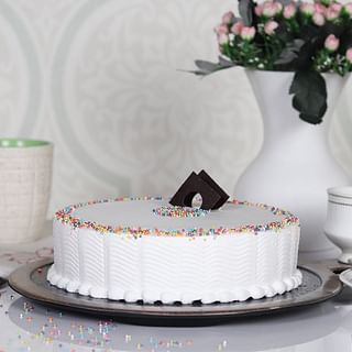 Side View of Sprinkled Adventure - A Vanilla Cake