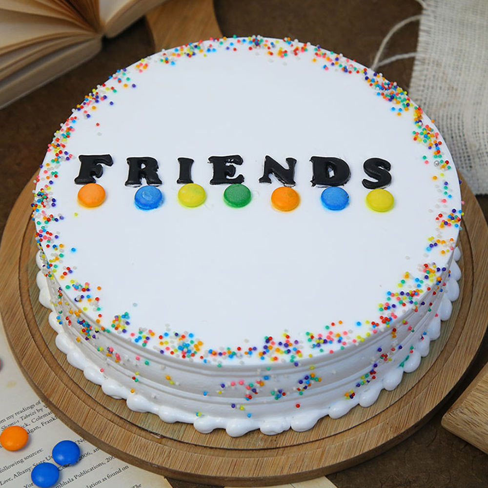 Buy Round-Shaped Vanilla Friends Cake-Colourful Friends Cake