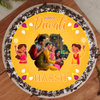 Top View of Velvet Diwali Delicacy - A Diwali Photo Cake in Red Velvet Cake Flavor