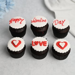 Set of Six Valentine Love Filled Chocolate Cupcakes