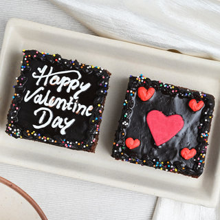 Top View of Happy Valentine Cake Walnut Brownie