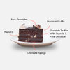 Sliced View of Chocolate Overdosed Snickers Cake with ingredients