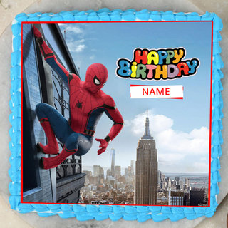Spiderman Themed Birthday Photo Cake- Zoomed View